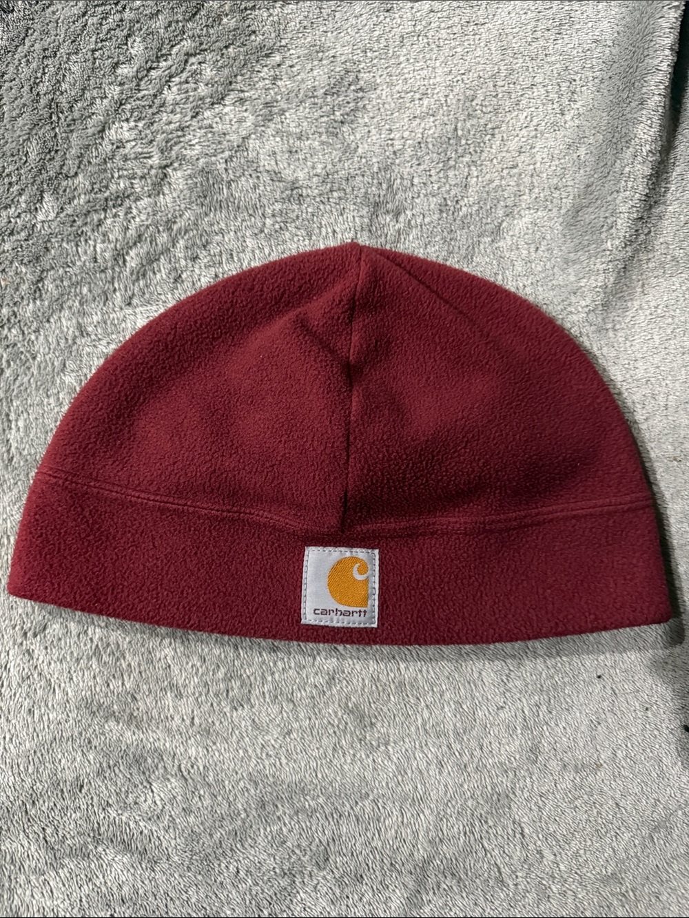 Carhartt Burgundy Fleece Watch Cap with Gold Logo Patch